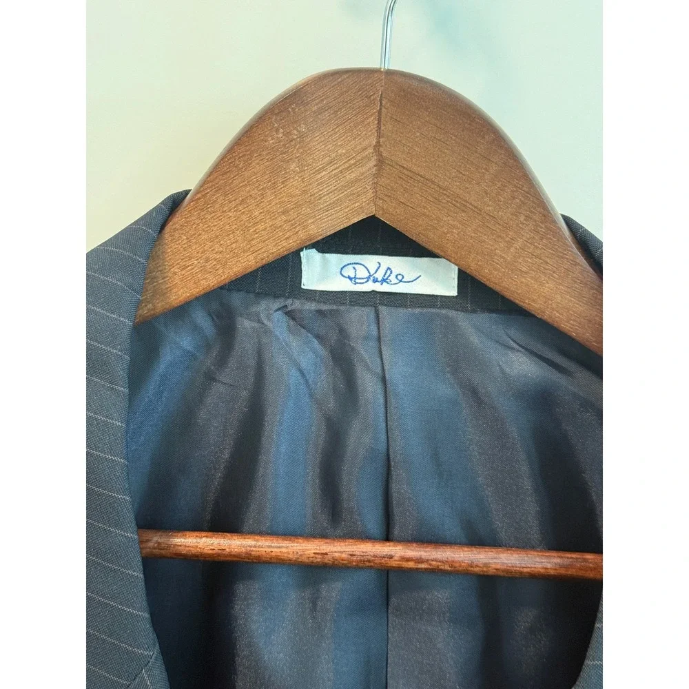 Duke Signature Collection Navy Pinstriped‎ Fully Lined Navy Blazer size 48R